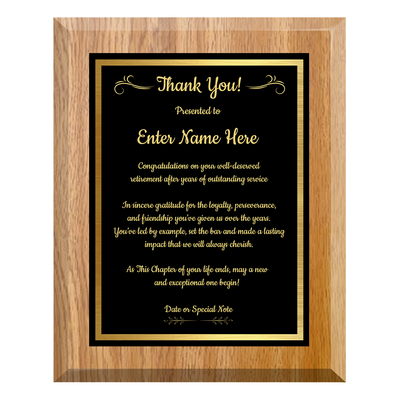 Thank You Retirement Plaque – Personalized Employee Appreciation Gift
