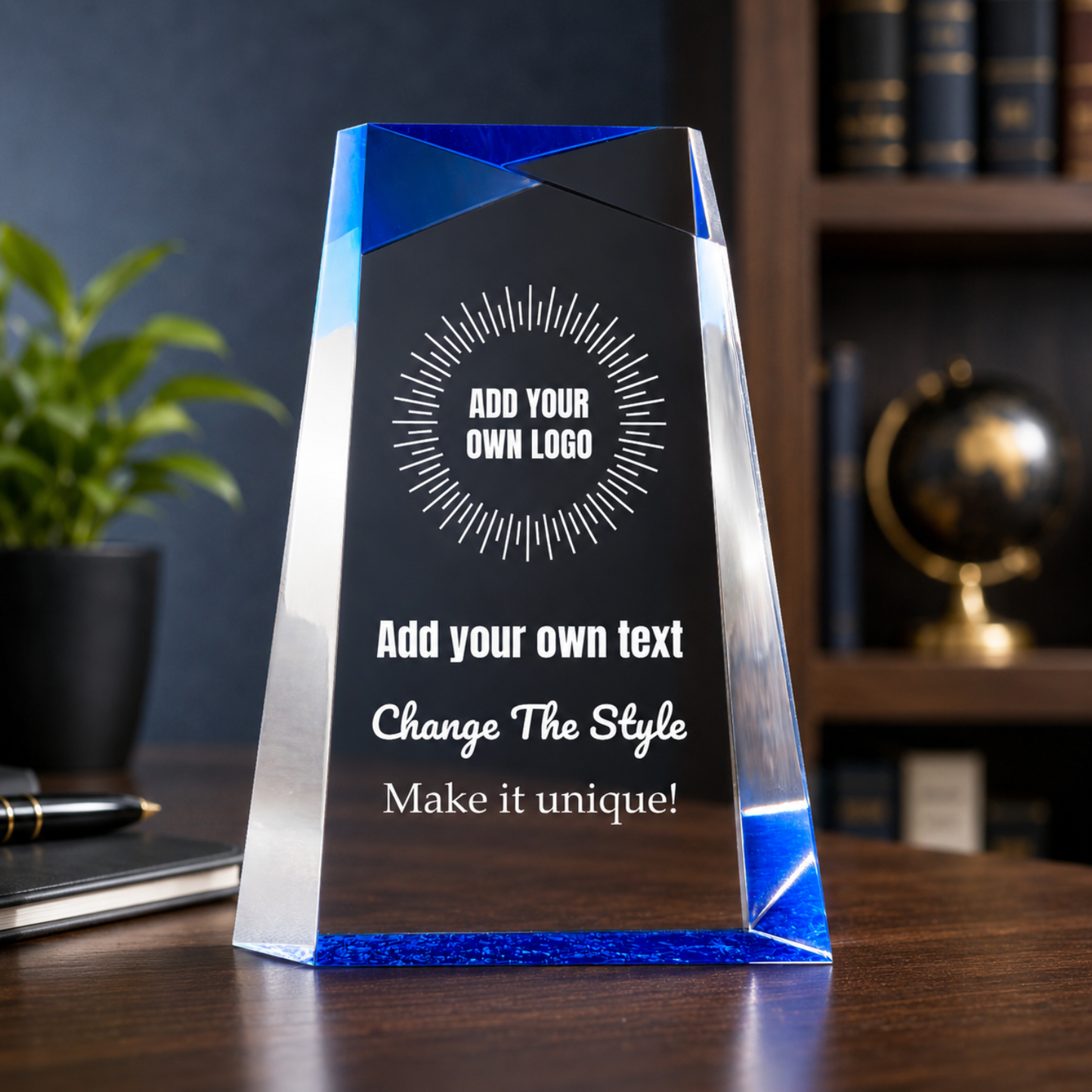 Design Your Own Blue Facet Wedge Acrylic Award