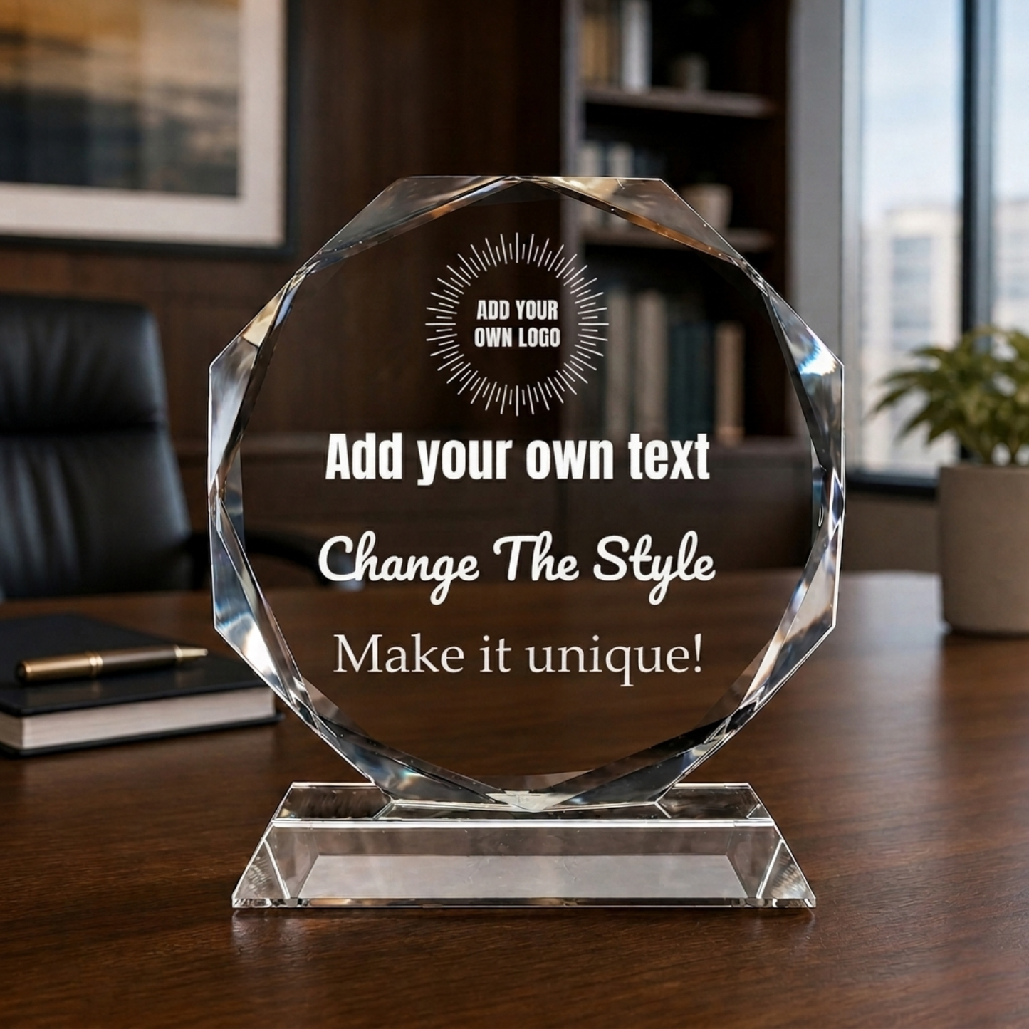 Design Your Own Crystal Glass Octagon Award