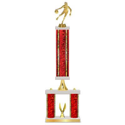 Personalised 3 Column Basketball Trophy / Award 23" – 26" Custom Figurines & Plate