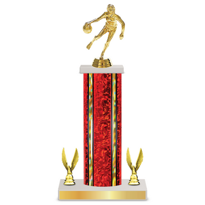Personalised Basketball Column Trophy / Award 12"– 15" Custom Figurine & Plate