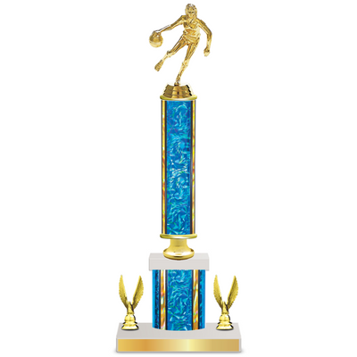 Personalised Basketball Column Trophy / Award 15"– 18" Custom Figurines & Plate