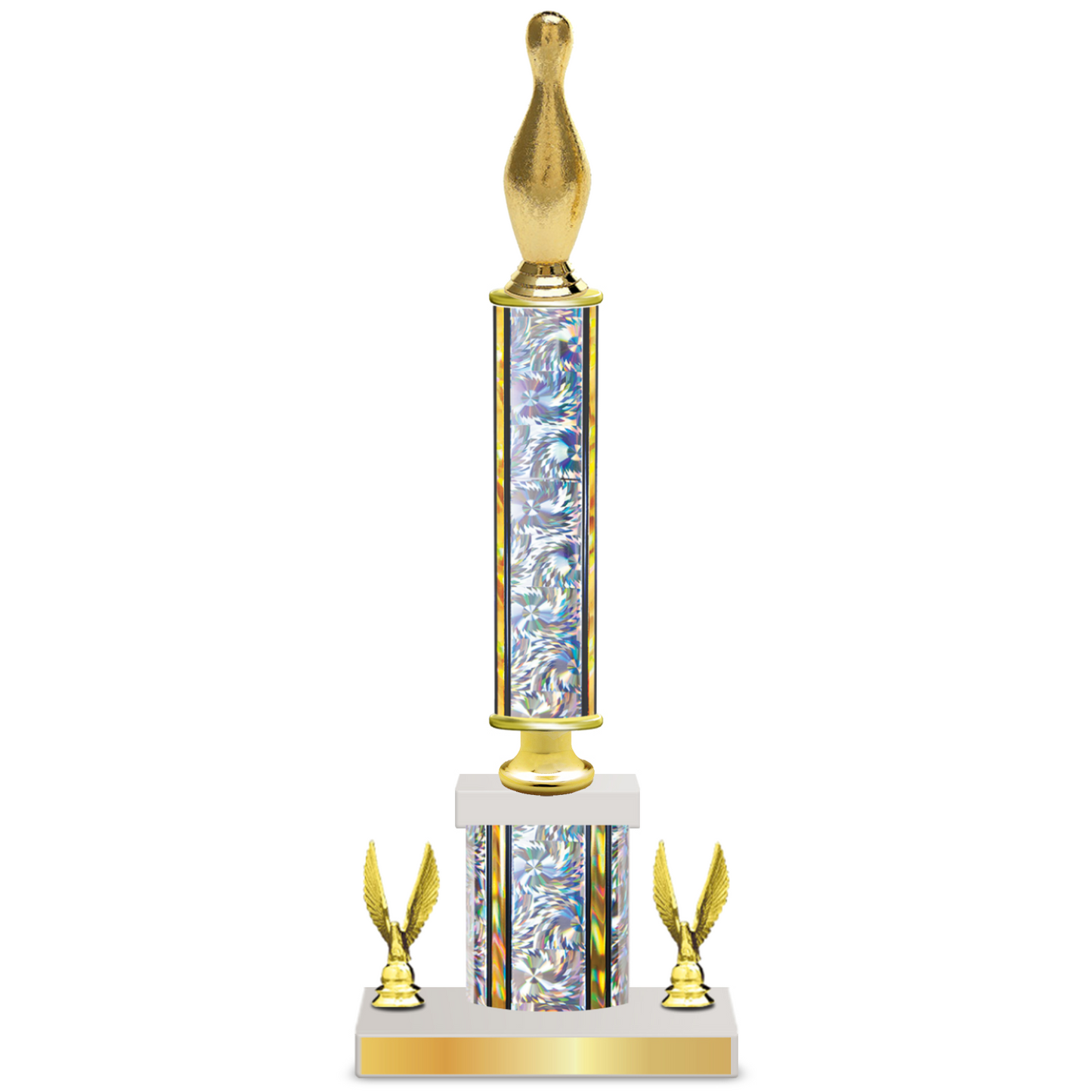 Personalised Bowling Column Trophy / Award 15"– 18" Custom Figurines & Plate