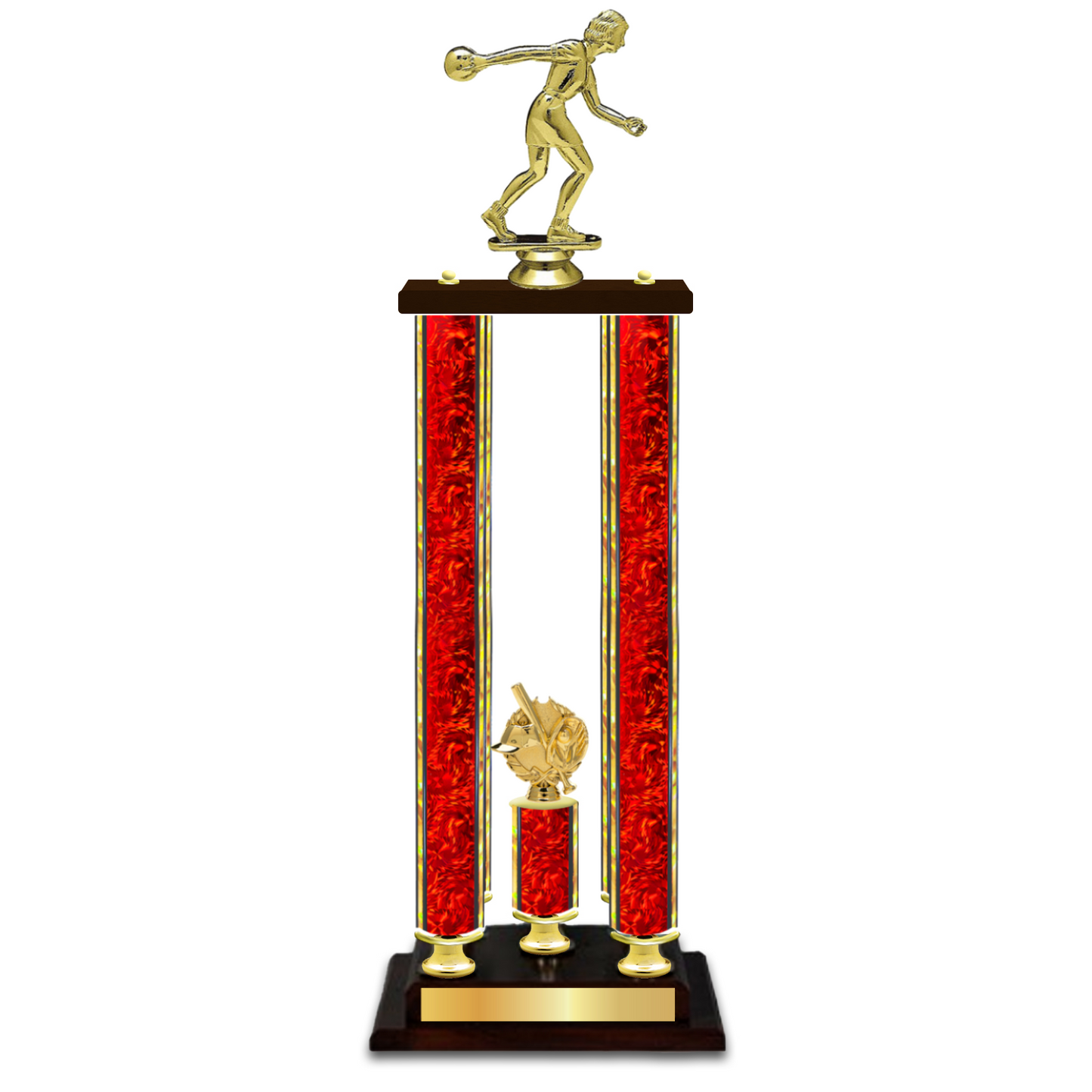 Personalised 4 Column Bowling Trophy / Award 34" – 38" Custom Figurines & Plate