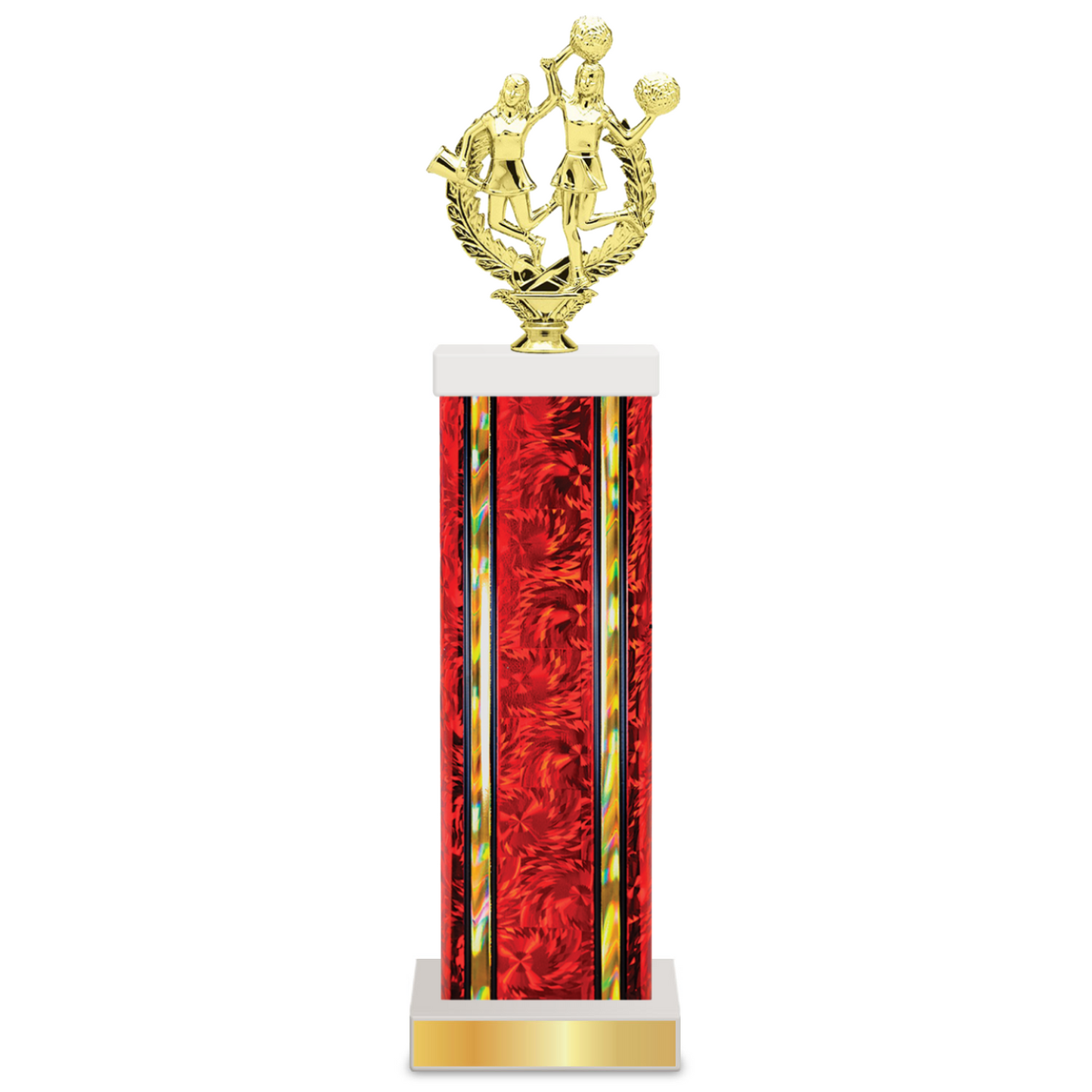 Personalised Cheerleading Column Trophy / Award 11"–14" Custom Figurine & Plate