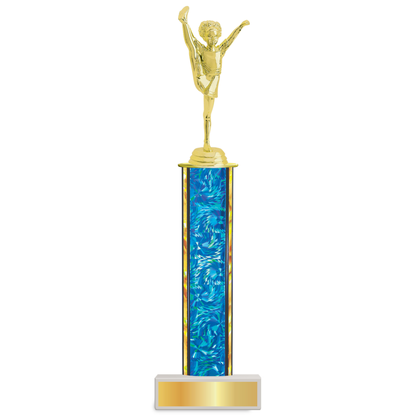 Personalised Cheerleading Column Trophy / Award 9 3/4"– 12 3/4" Custom Figurine & Plate