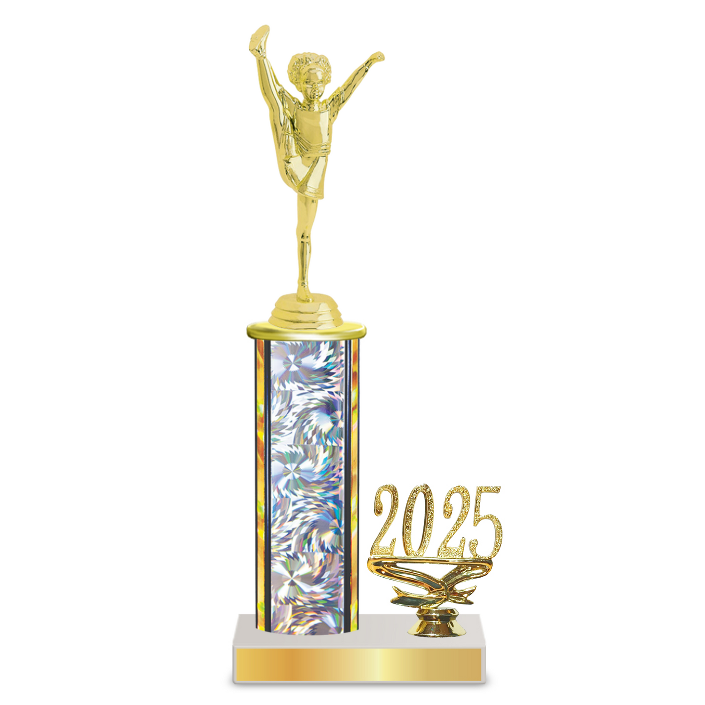 Personalised Cheerleading Column Trophy / Award 10"– 13" Custom Figurines & Plate