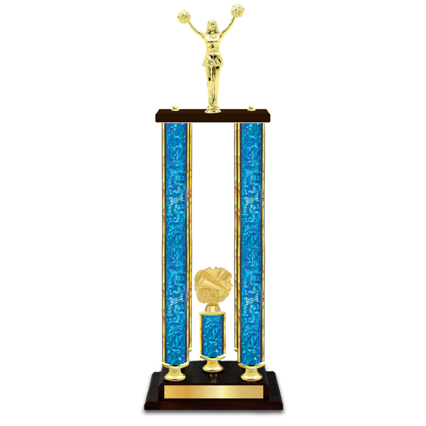 Personalised 4 Cheerleading Column Trophy / Award 34" – 38" Custom Figurines & Plate