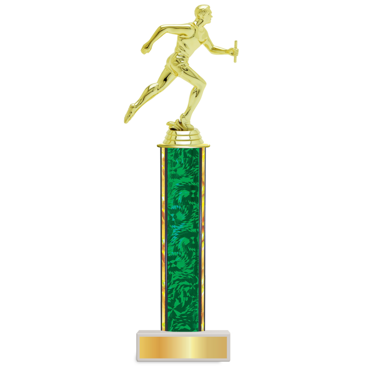Personalised Track Column Trophy / Award 9 3/4"– 12 3/4" Custom Figurine & Plate