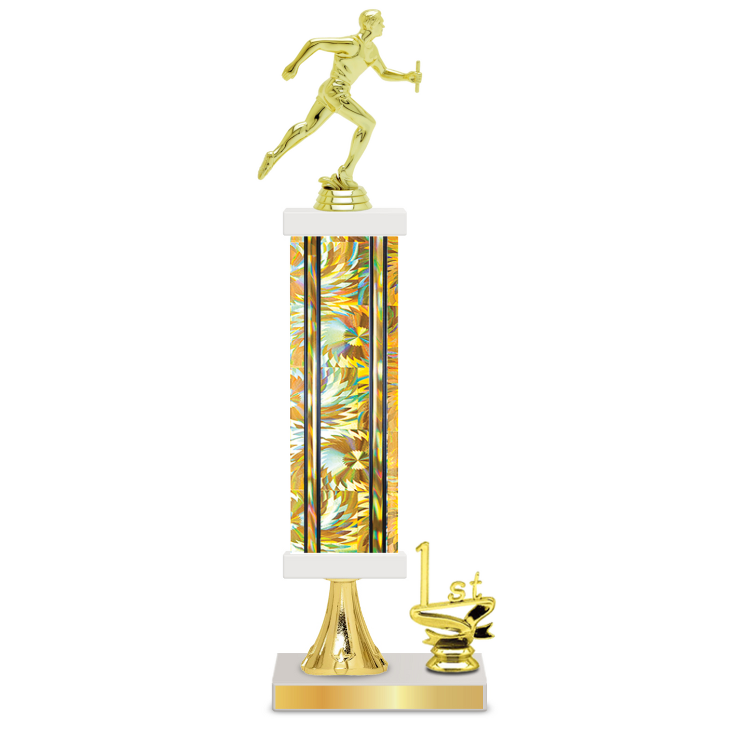 Personalised Track Column Trophy / Award 15"– 18" Custom Figurines & Plate