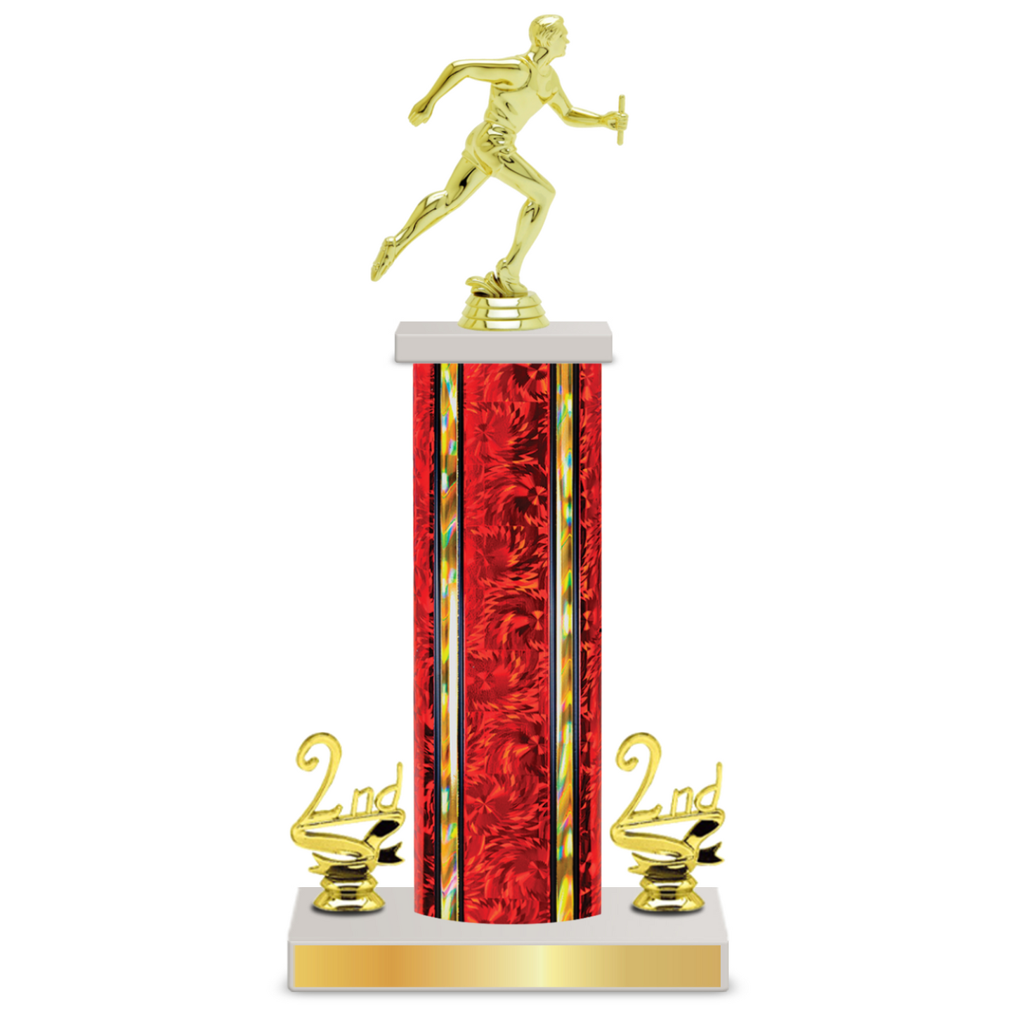 Personalised Track Column Trophy / Award 15"– 18" Custom Figurines & Plate
