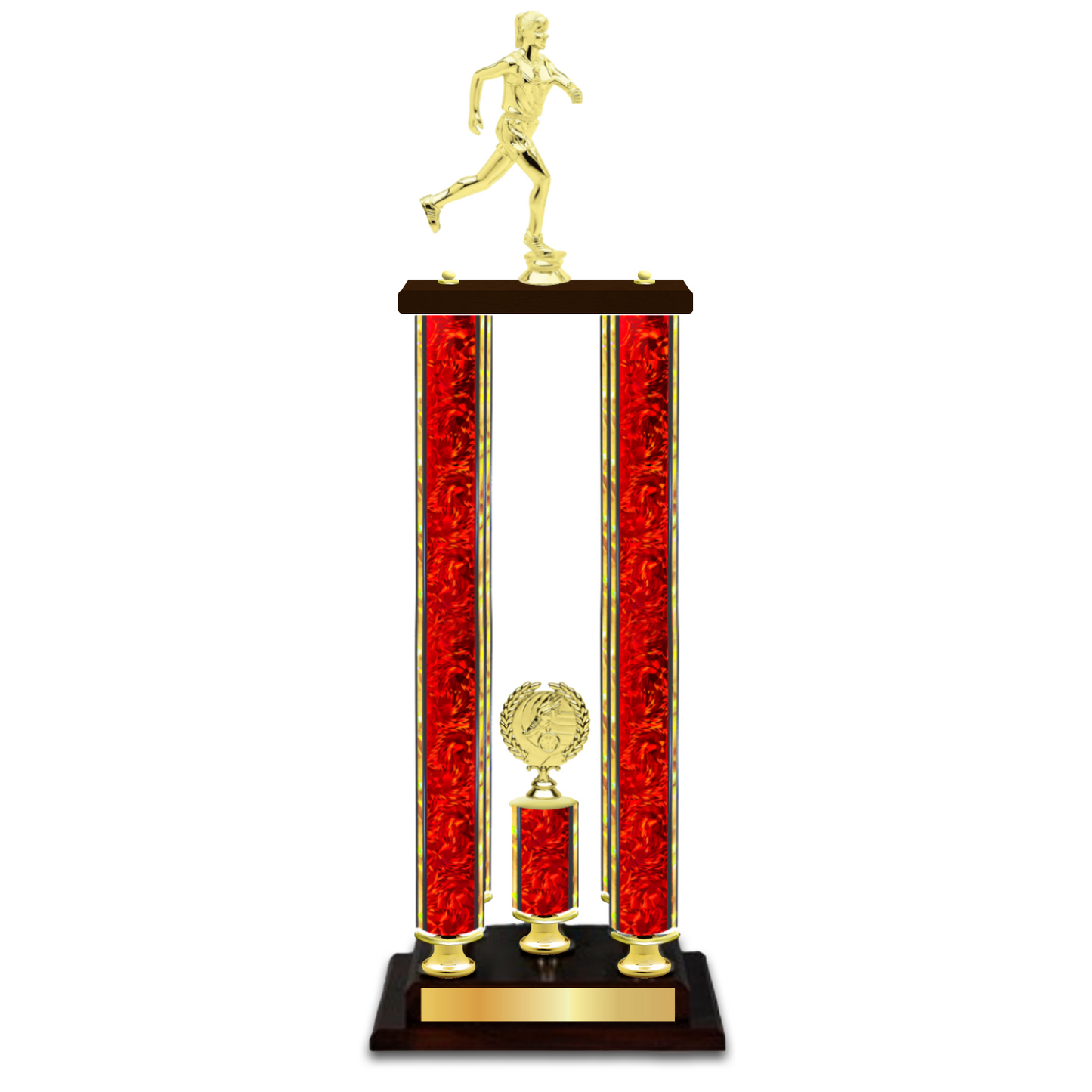 Personalised 4 Column Track Trophy / Award 34" – 38" Custom Figurines & Plate
