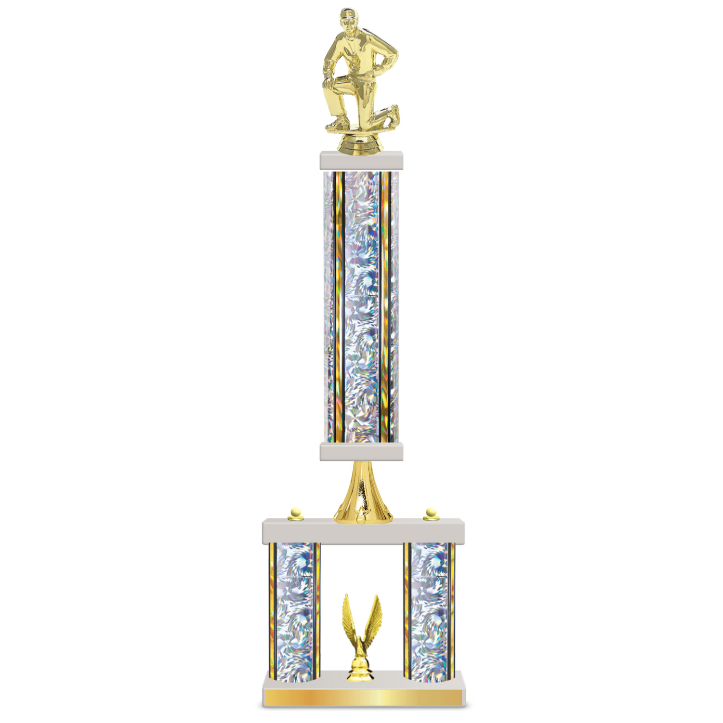 Personalised 3 Column Football Trophy / Award 23" – 26" Custom Figurines & Plate