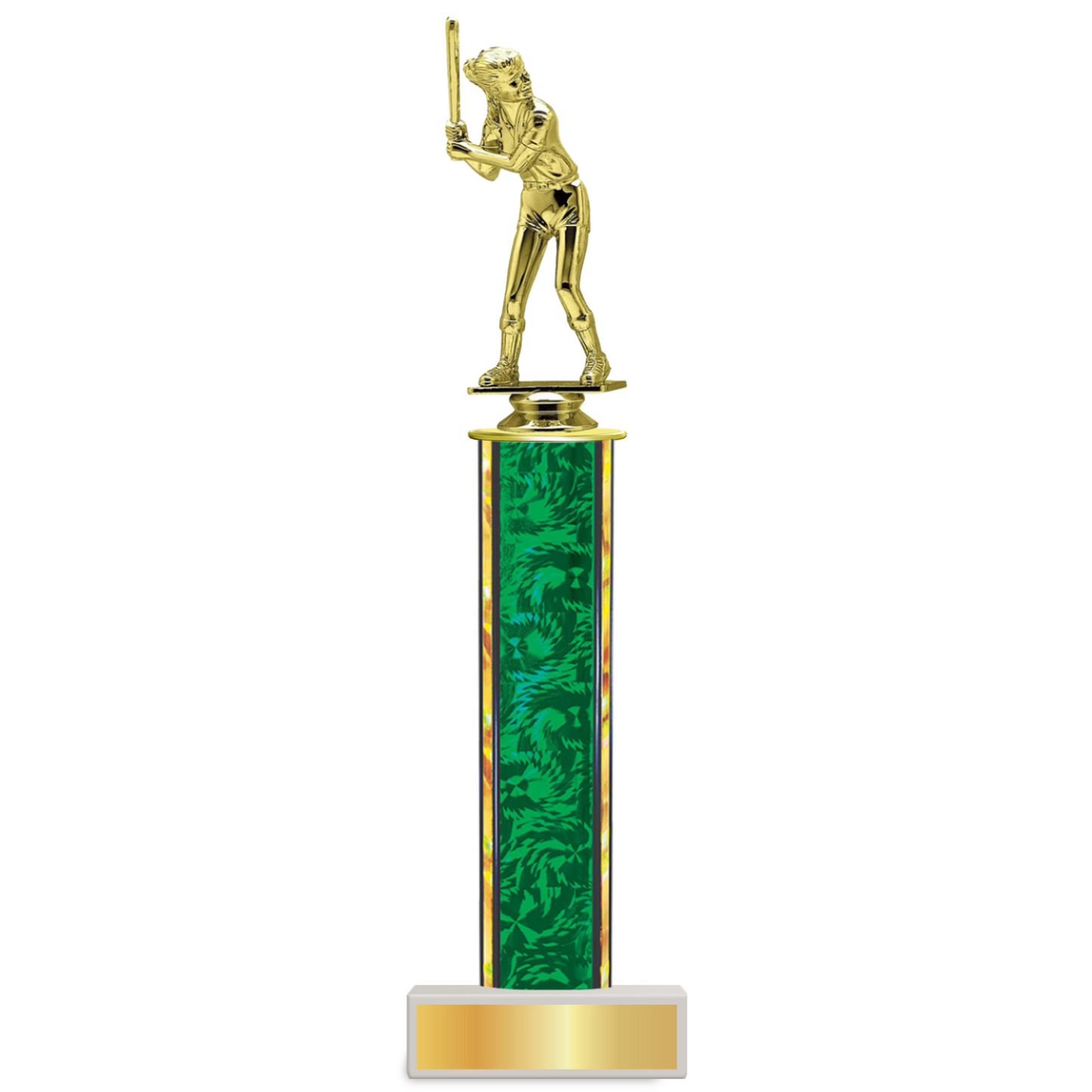 Personalised Softball Column Trophy / Award 9 3/4"– 12 3/4" Custom Figurine & Plate