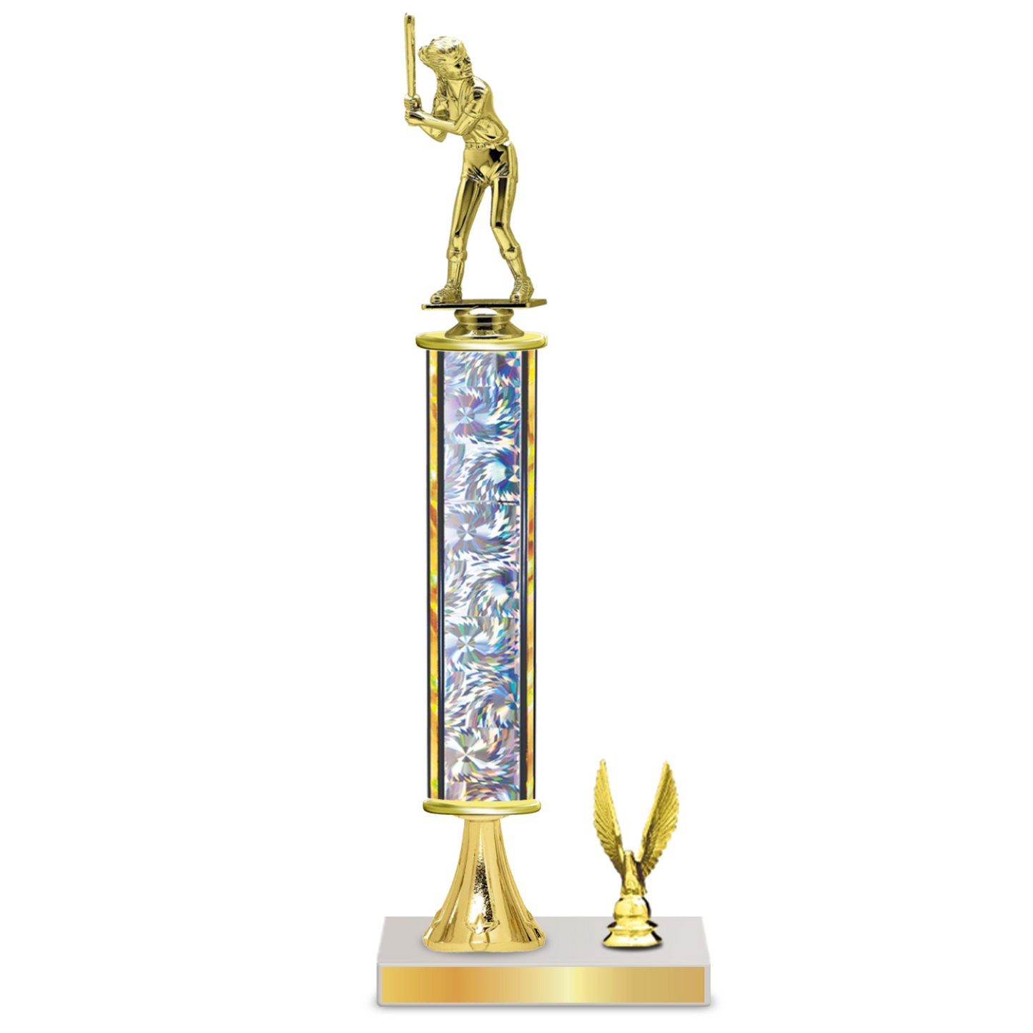 Personalised Softball Column Trophy / Award 13"– 16" Custom Figurine & Plate