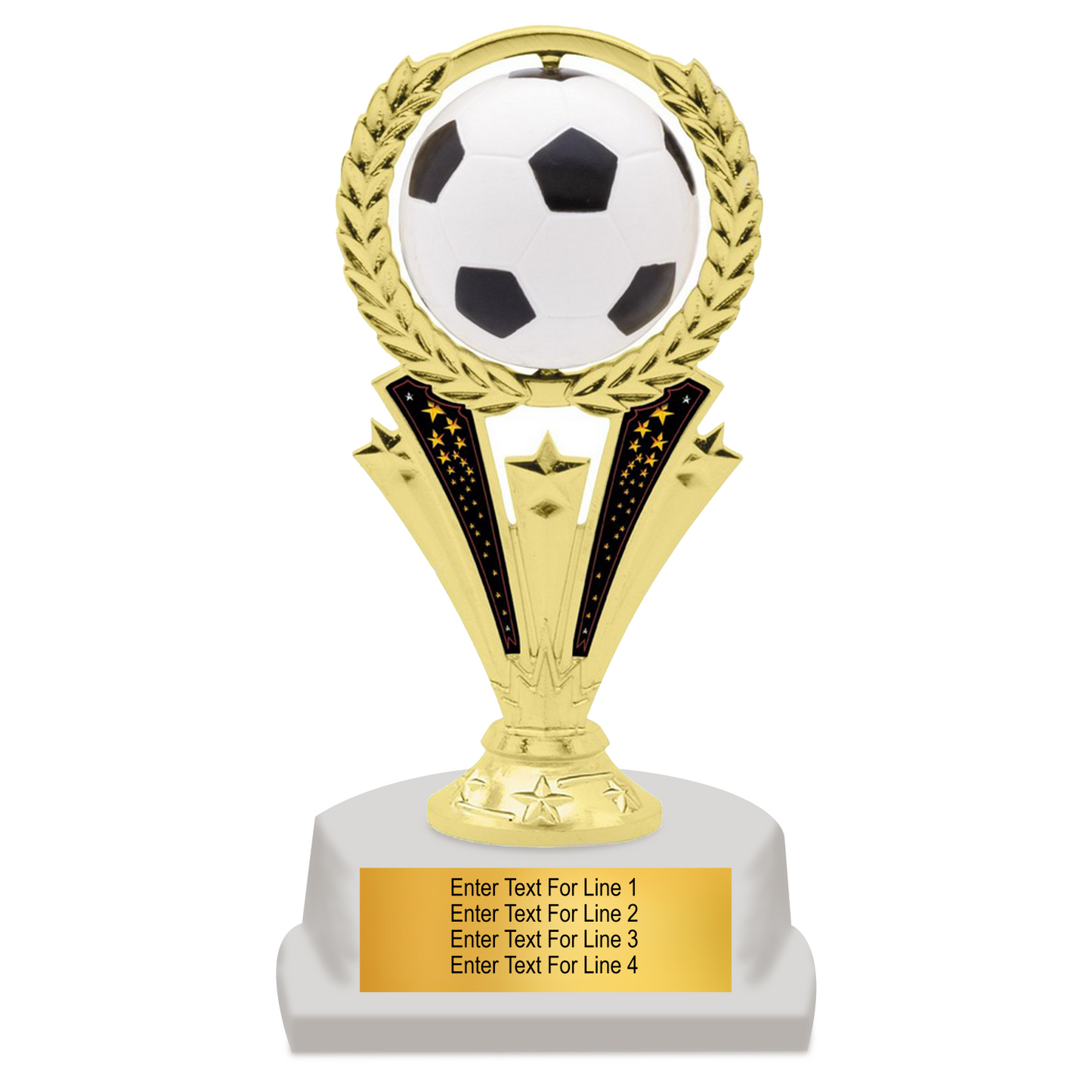 Spinning Soccer Trophy – Rotating Football Award with Customisable Plate (2 Sizes)