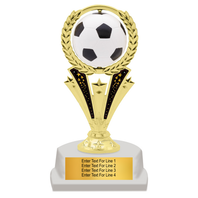 Spinning Soccer Trophy – Rotating Football Award with Customisable Plate (2 Sizes)