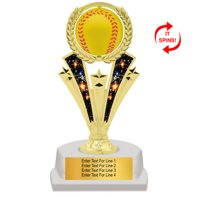 Softball Trophy – Rotating Softball Award with Customisable Plate (2 Sizes)