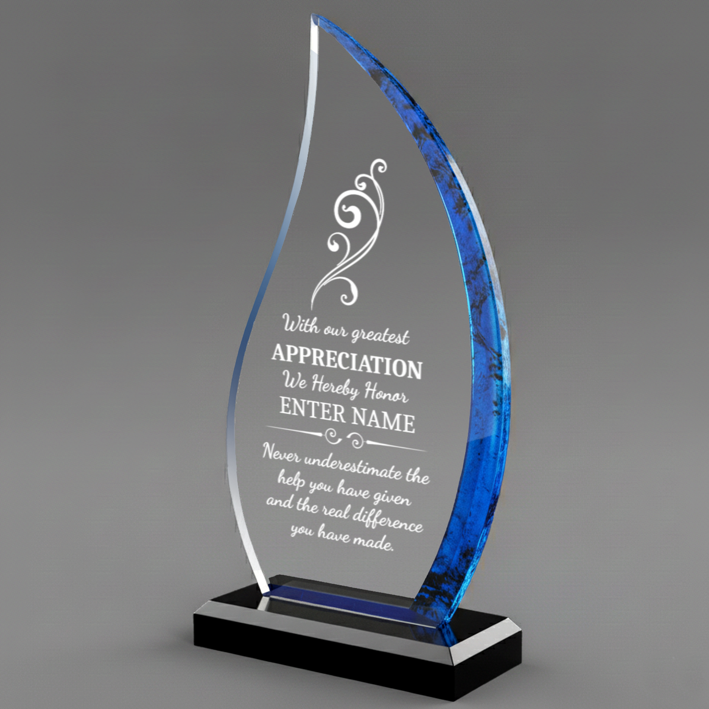 With Our Greatest Appreciation - Blue Flame Acrylic Award 9"