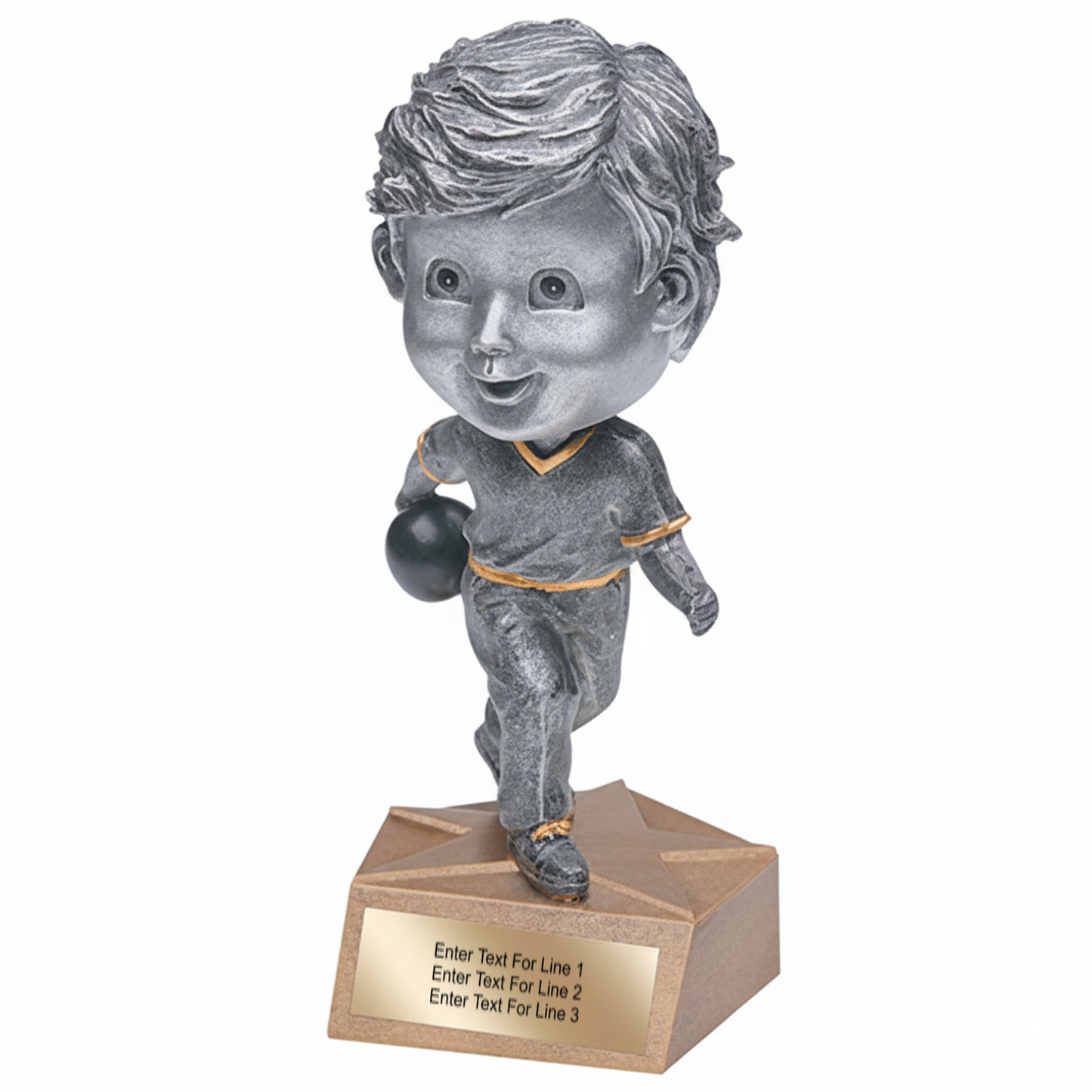 Bowling Trophy - 5.75" Bowling Bobble Head Resin Trophy - Male