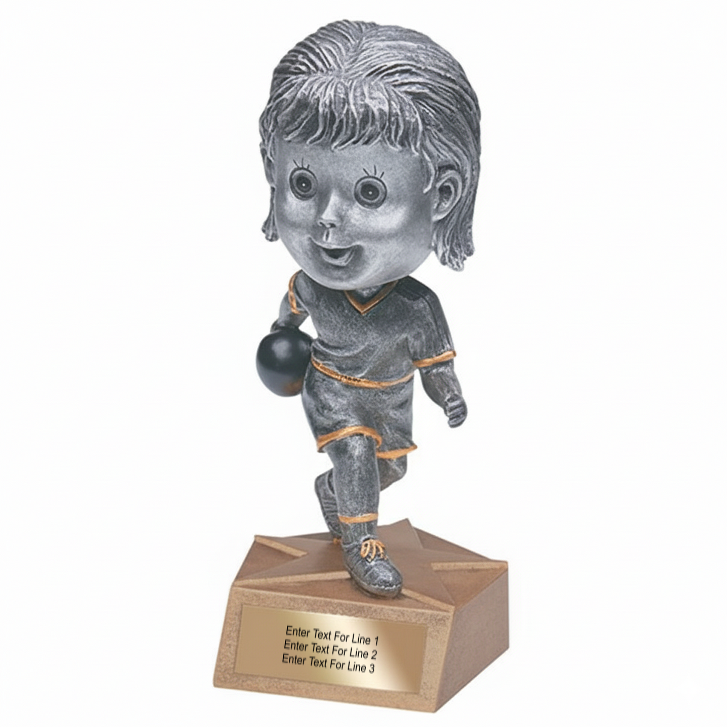 Bowling Trophy - 5.75" Bowling Bobble Head Resin Trophy - Female