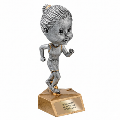 Track Trophy - 5.75" Track Bobble Head Resin Trophy - Female