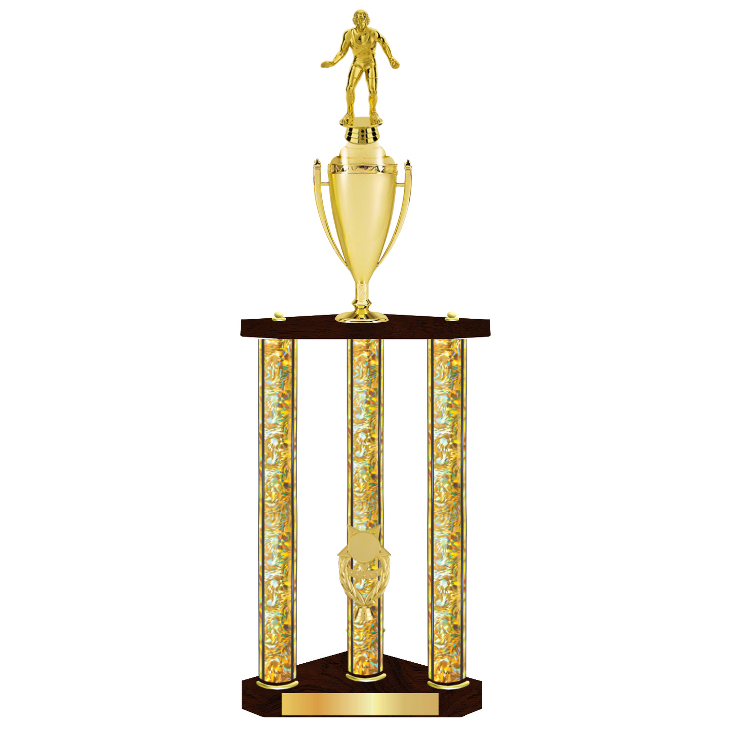 Personalized 3 Column Wrestling Trophy / Award 32" – 36" Custom Figurines & Plate