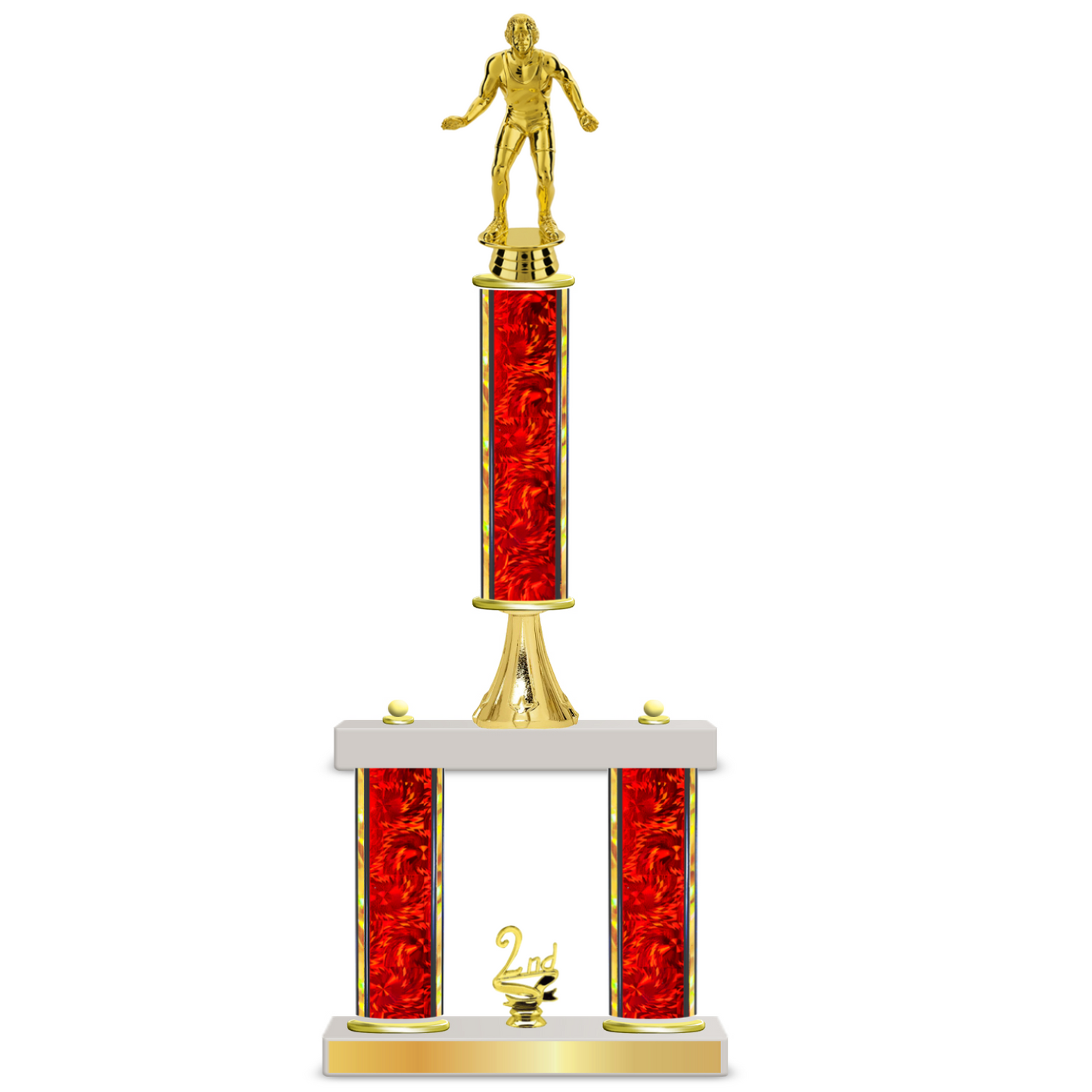 Personalized 3 Column Wrestling Trophy / Award 18" – 21" Custom Figurines & Plate
