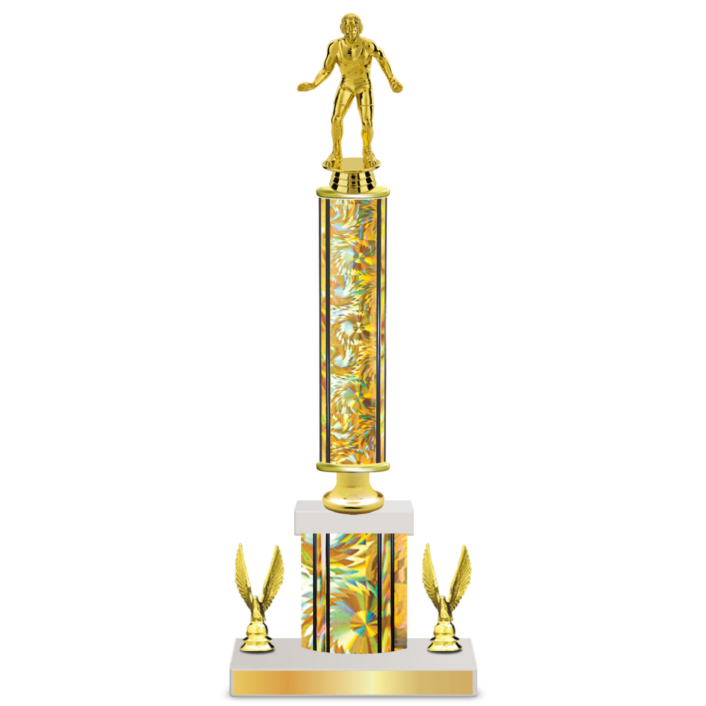 Personalized Wrestling Column Trophy / Award 15"– 18" Custom Figurines & Plate