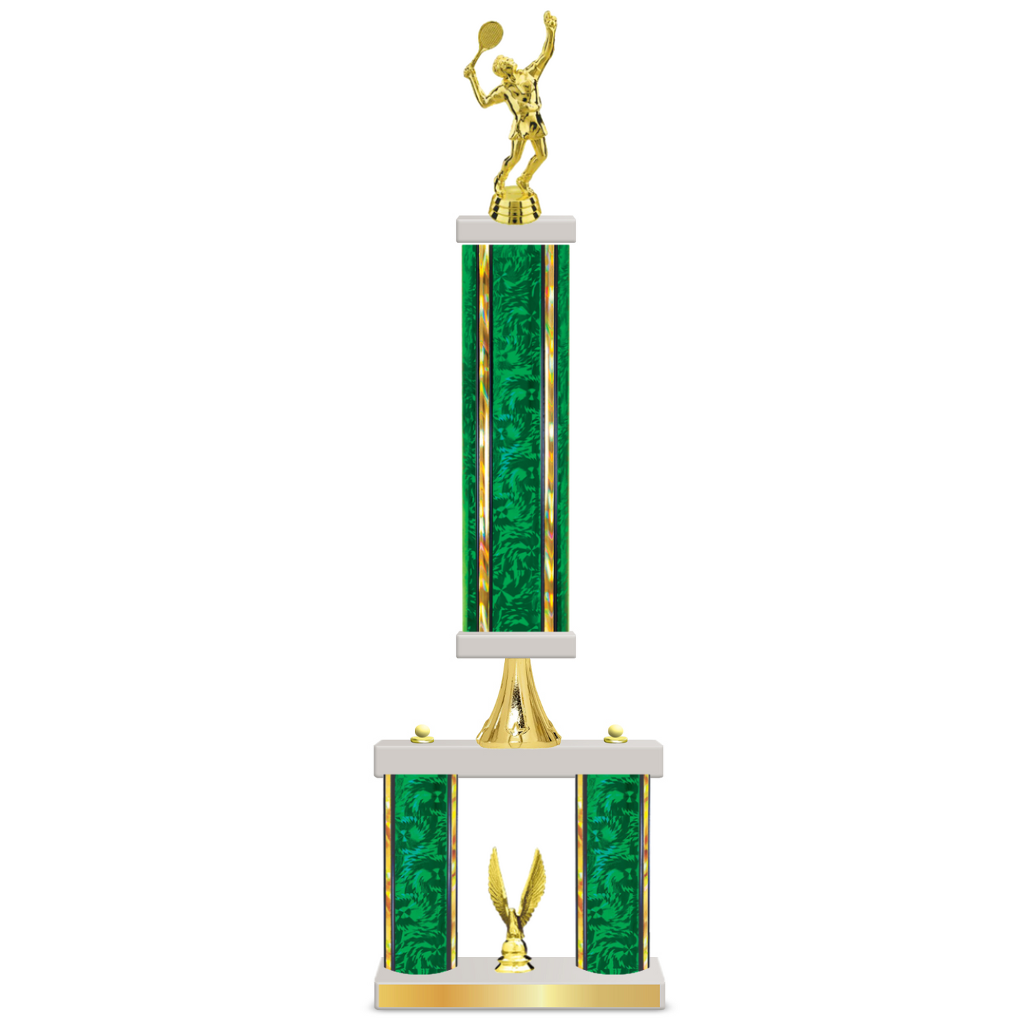 Personalized 3 Column Tennis Trophy / Award 23" – 26" Custom Figurines & Plate