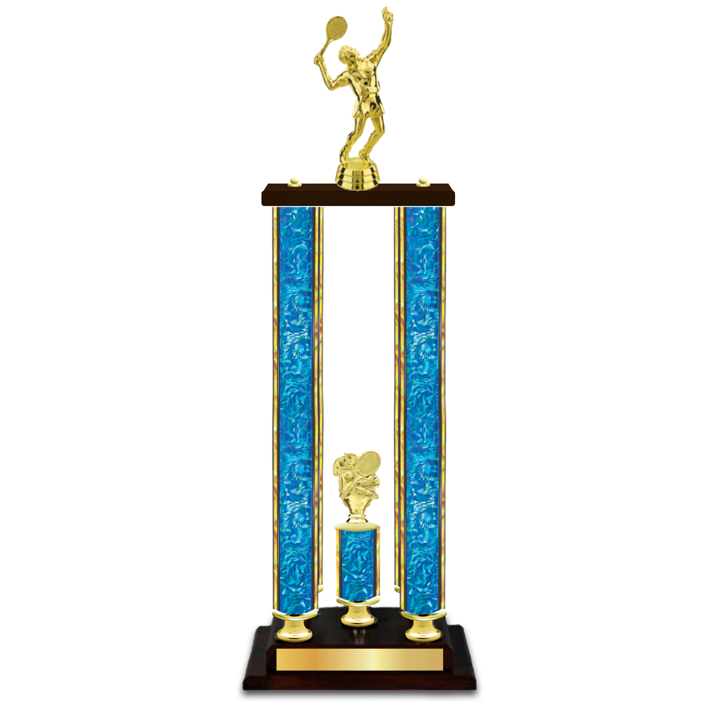 Personalized 4 Column Tennis Trophy / Award 34" – 38" Custom Figurines & Plate
