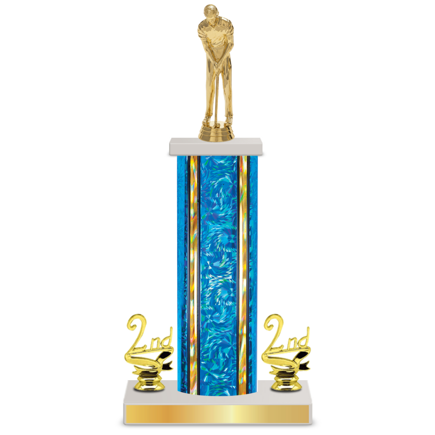 Personalised Golf Column Trophy / Award 12"– 15" Custom Figurine & Plate