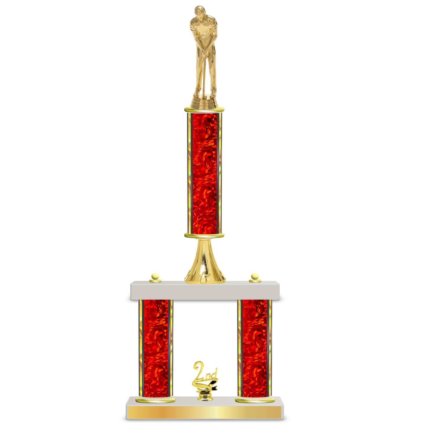 Personalised 3 Column Golf Trophy / Award 18" – 21" Custom Figurines & Plate