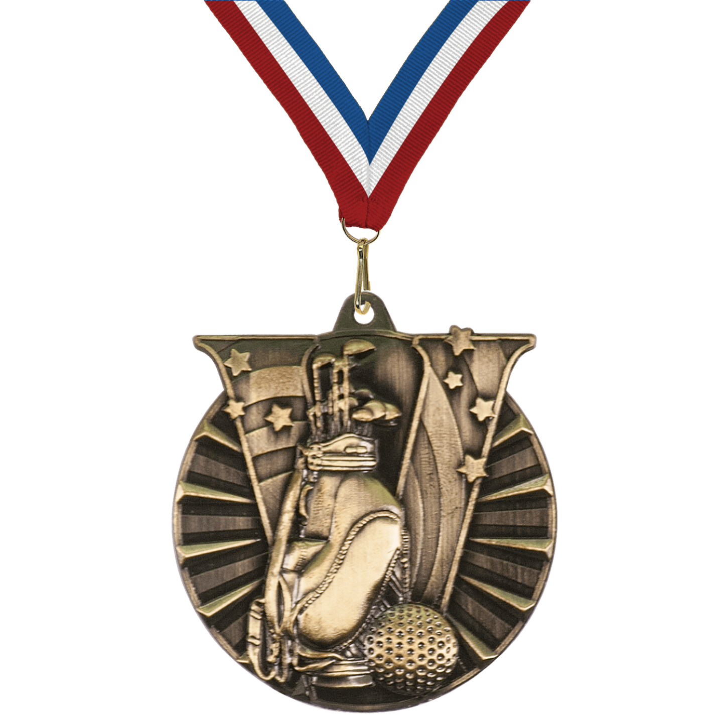 2" Victory Golf Medal – Gold, Silver & Bronze with Custom Ribbons in 30 Colors