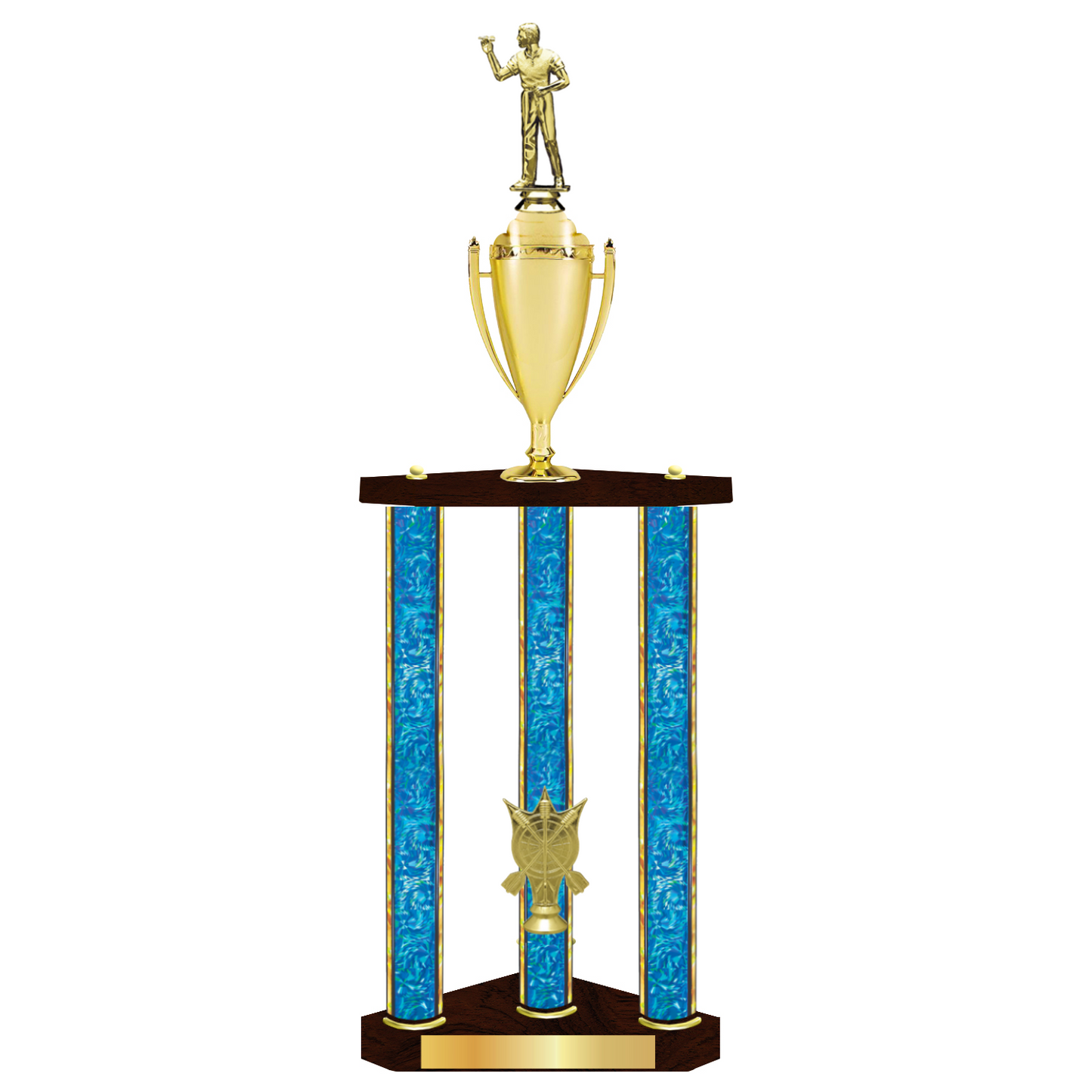 Personalised 3 Column Dart Trophy / Award 32" – 36" Custom Figurines & Plate