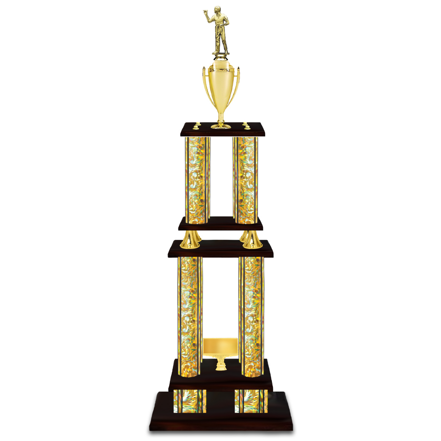 Personalised 4 Column Dart Trophy / Award 52" – 56" Custom Figurines & Plate
