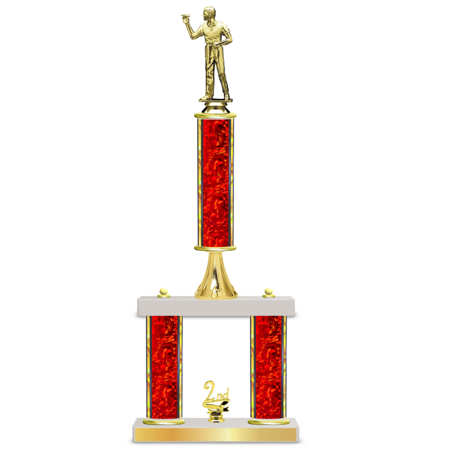 Personalised 3 Column Dart Trophy / Award 18" – 21" Custom Figurines & Plate