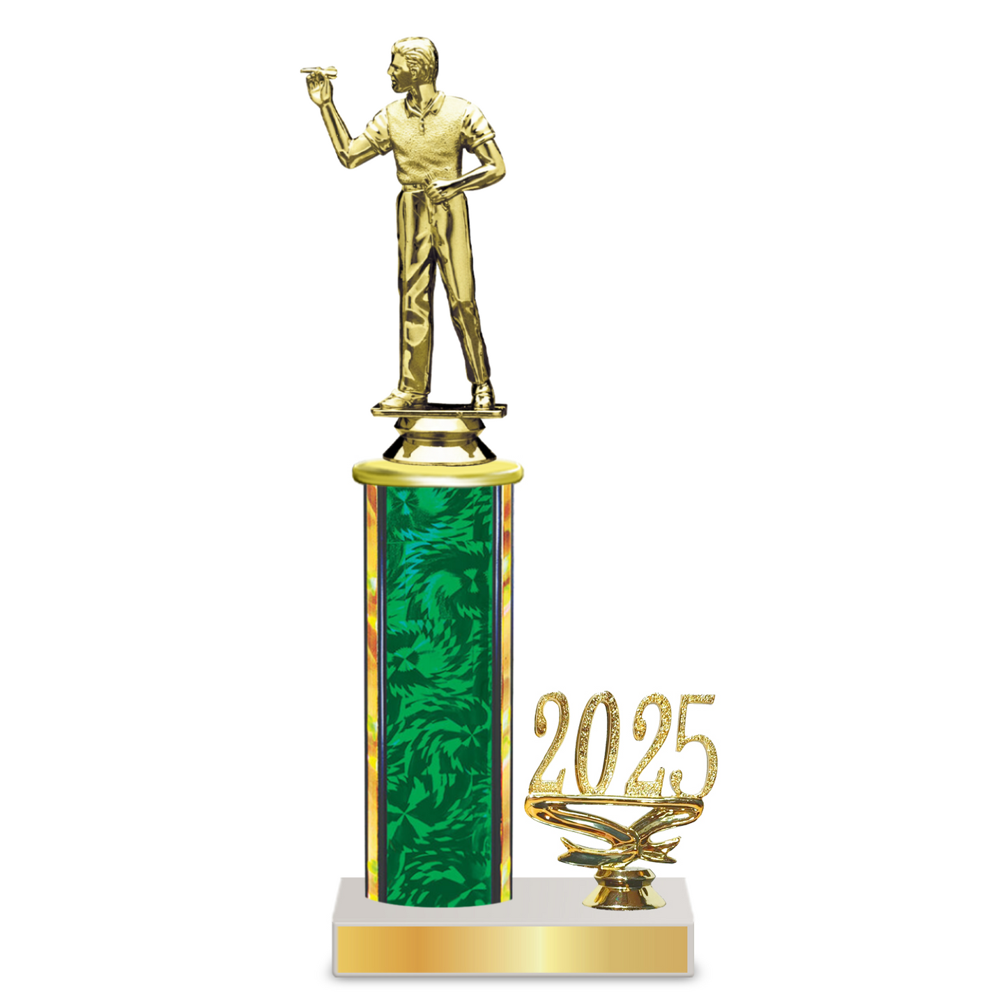 Personalised Dart Column Trophy / Award 10"– 13" Custom Figurines & Plate