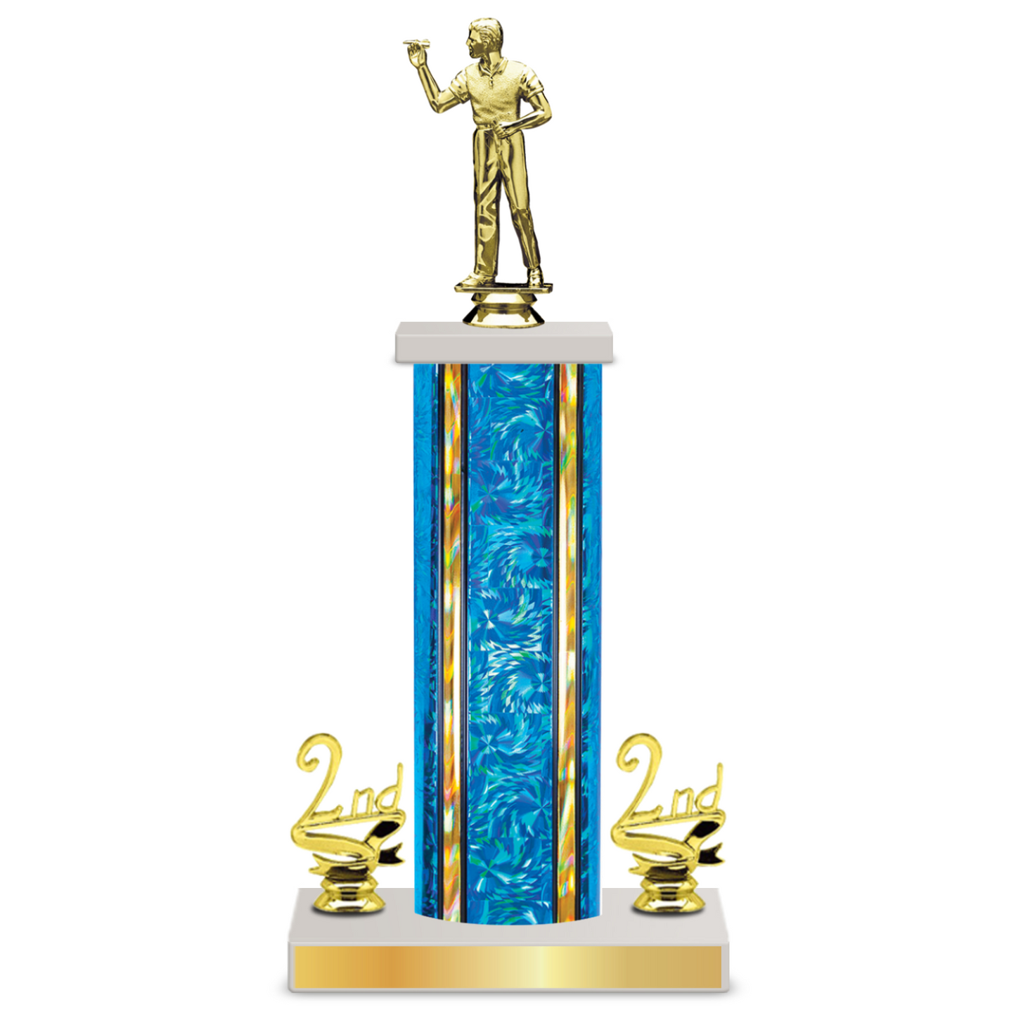 Personalised Dart Column Trophy / Award 12"– 15" Custom Figurine & Plate