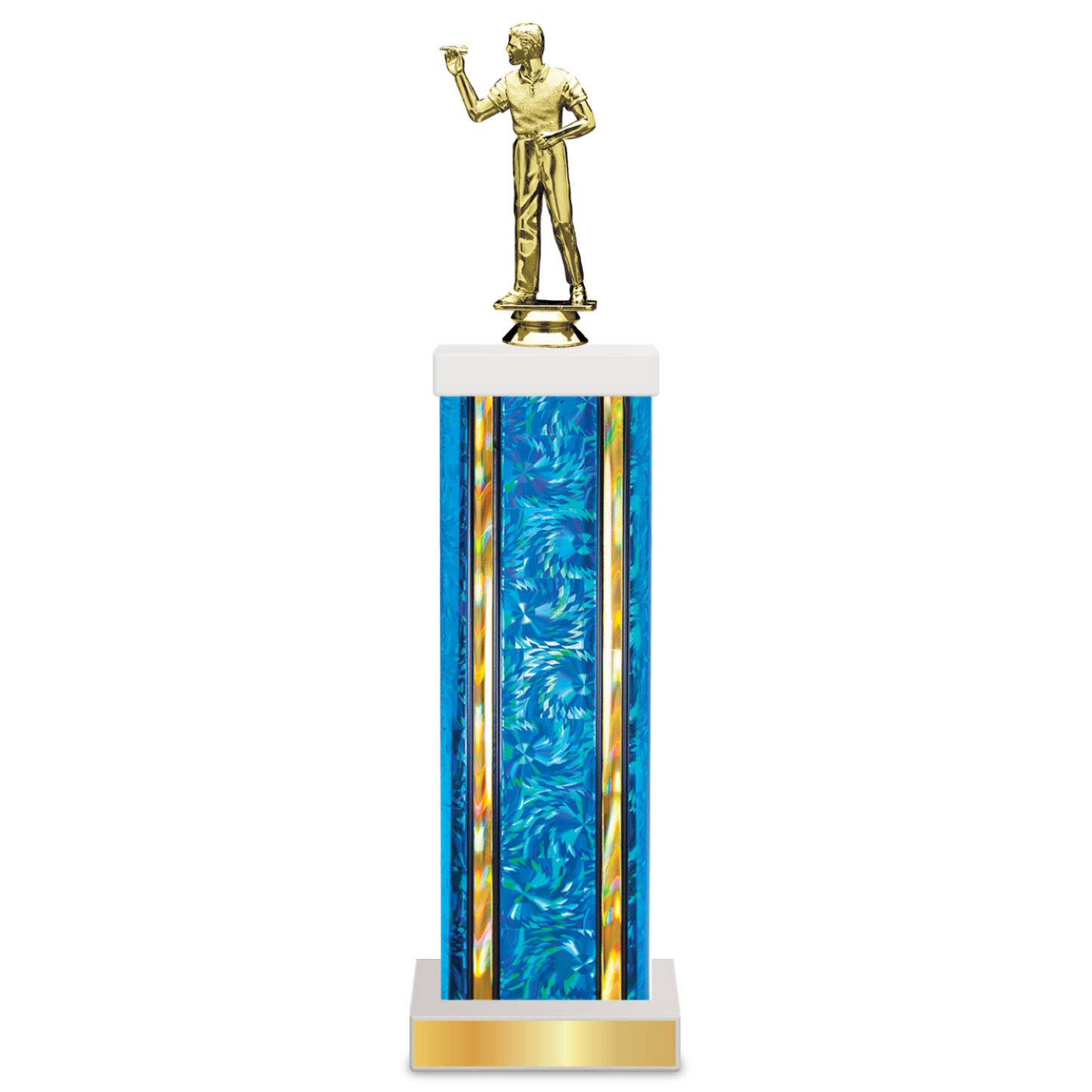Personalised Dart Column Trophy / Award 11"–14" Custom Figurine & Plate