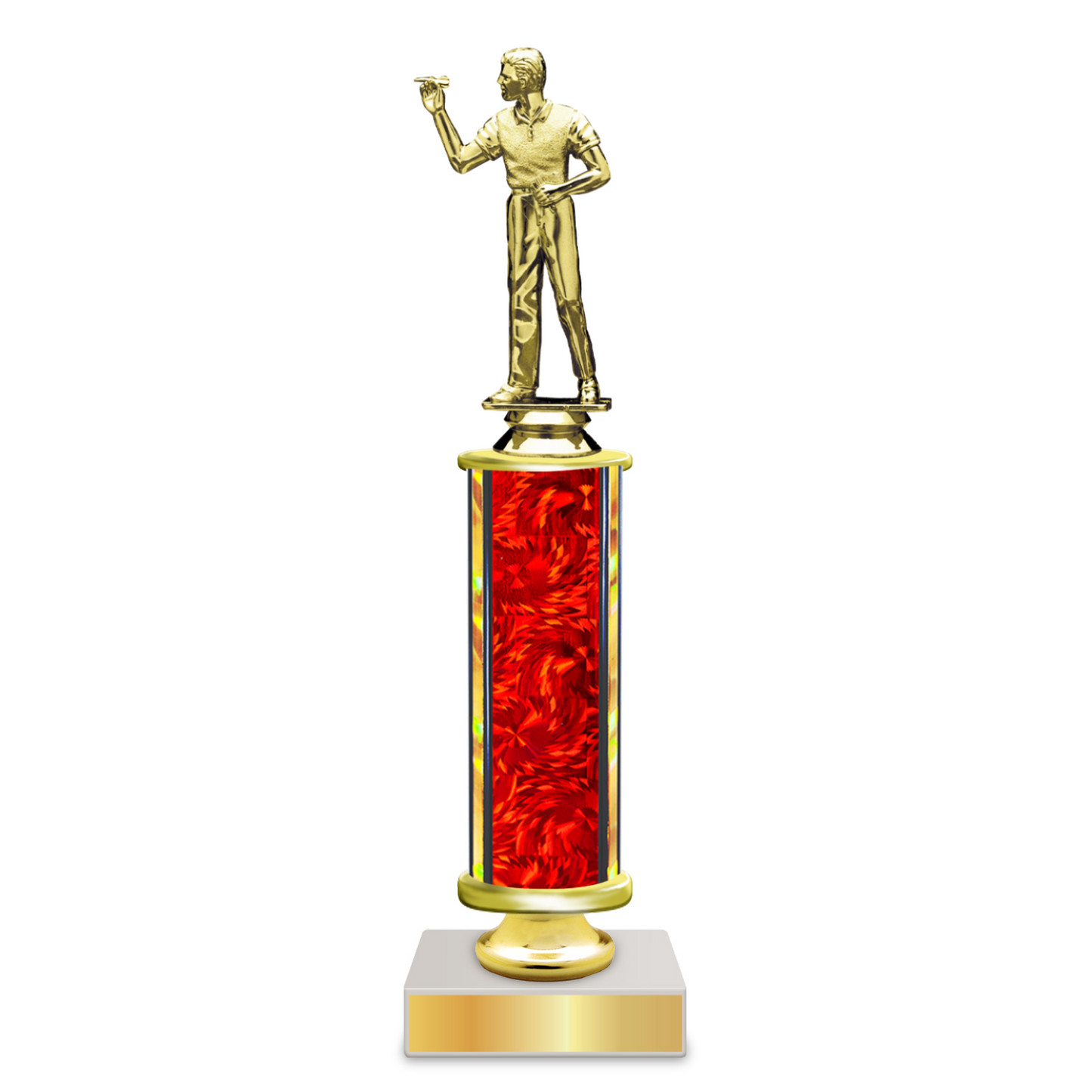 Personalised Dart Column Trophy / Award 9"–12" Custom Figurine & Plate
