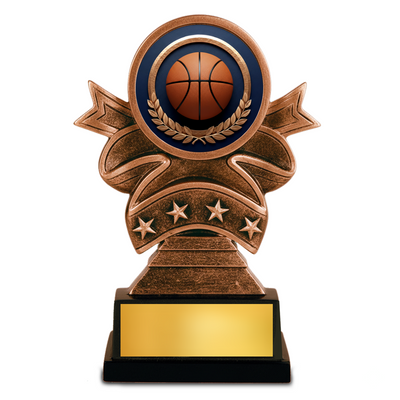 Basketball Ribbon Resin Trophy Award – 5.5" Personalized Champion Trophy