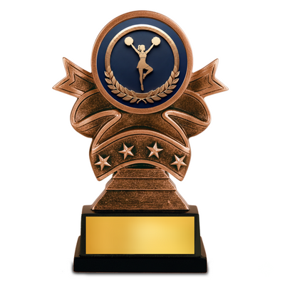 Cheerleading Ribbon Resin Trophy Award – 5.5" Personalized Champion Trophy