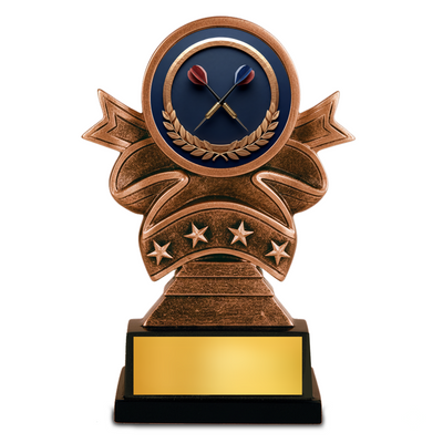 Darts Ribbon Resin Trophy Award – 5.5" Personalized Champion Trophy