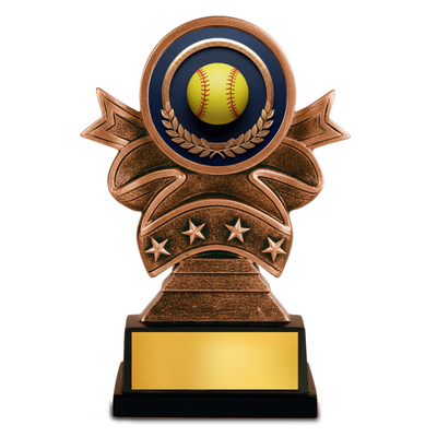Softball Ribbon Resin Trophy Award – 5.5" Personalized Champion Trophy