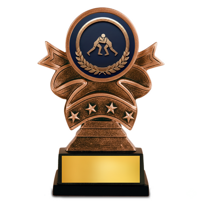 Wrestling Ribbon Resin Trophy Award – 5.5" Personalized Champion Trophy