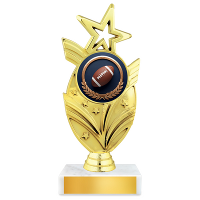 Football Oval Star Resin Award – 7.5" Personalized Bright Gold Trophy