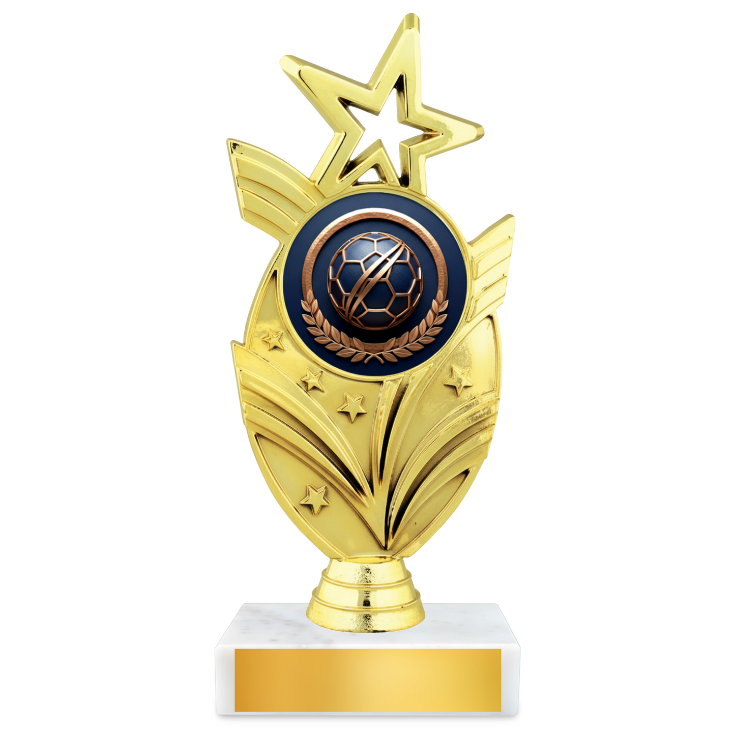 Soccer Oval Star Resin Award – 7.5" Personalized Bright Gold Trophy