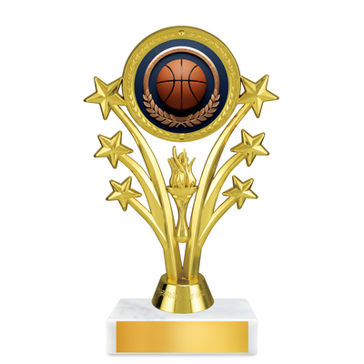 Basketball Shooting Star Resin Award – 6.75" Personalized Bright Gold Trophy