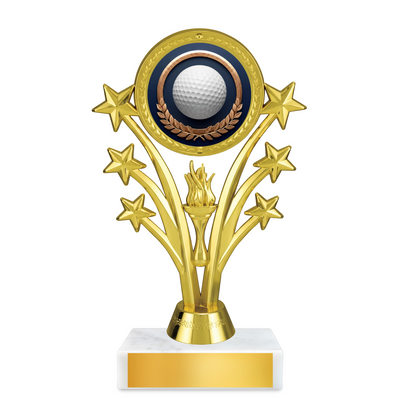 Golf Shooting Star Resin Award – 6.75" Personalized Bright Gold Trophy